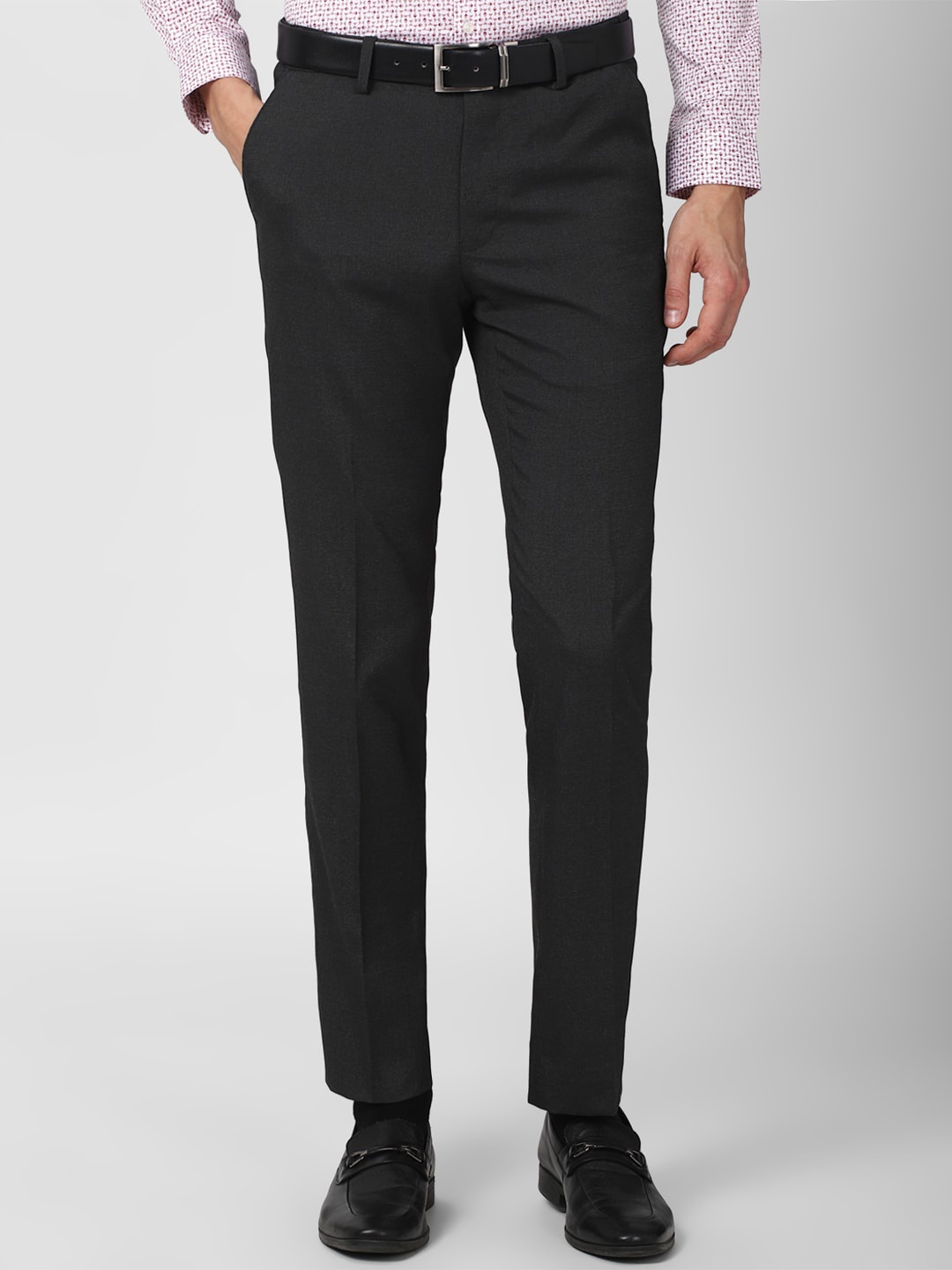 

Peter England Men Charcoal Slim Fit Trousers