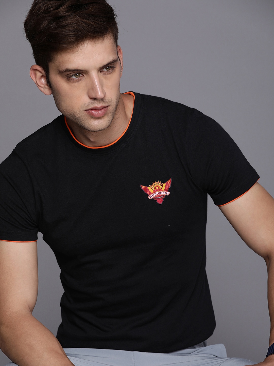 

WROGN ACTIVE Men IPL Sunrisers Hyderabad Pure Cotton Slim Fit T-shirt, Black