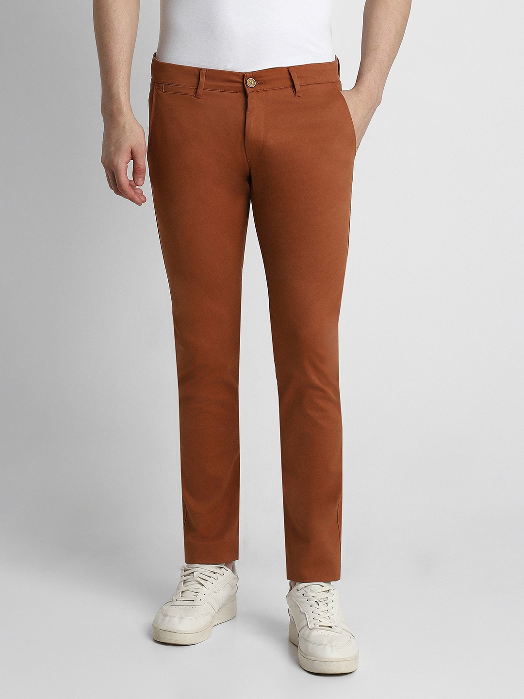 

Peter England Casuals Men Orange Skinny Fit Chinos Trousers