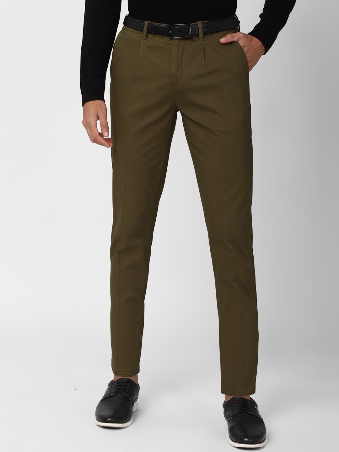 

Peter England Casuals Men Olive Green Slim Fit Trousers