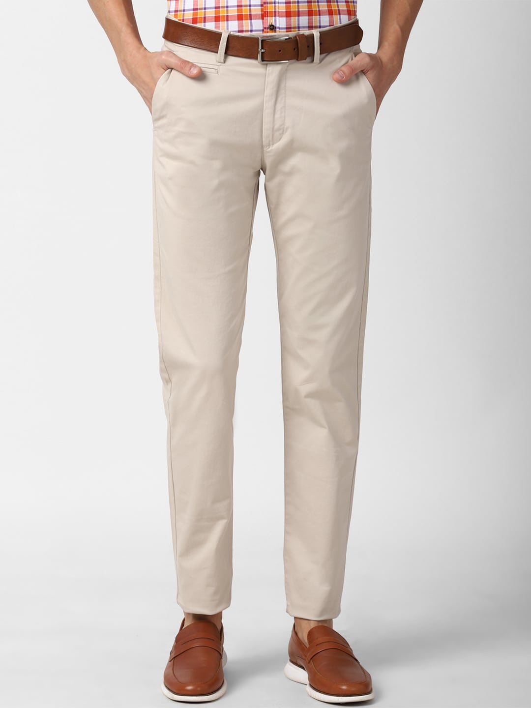 

Peter England Casuals Men Beige Slim Fit Trousers