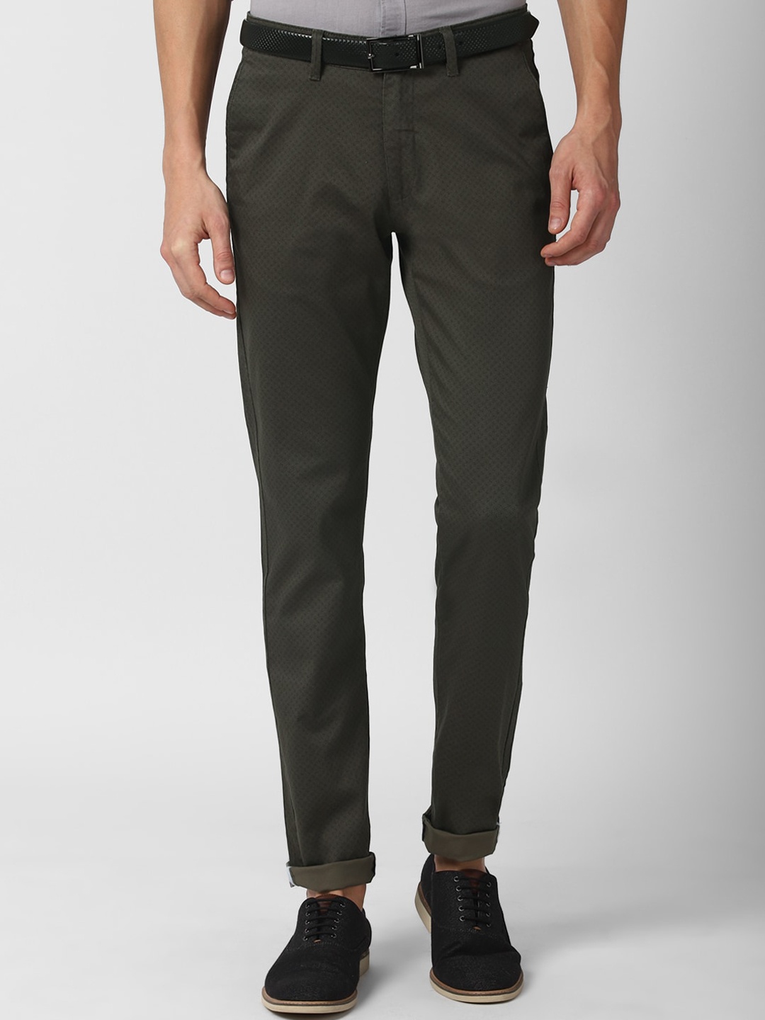 

Van Heusen Sport Men Olive Green Textured Slim Fit Trousers