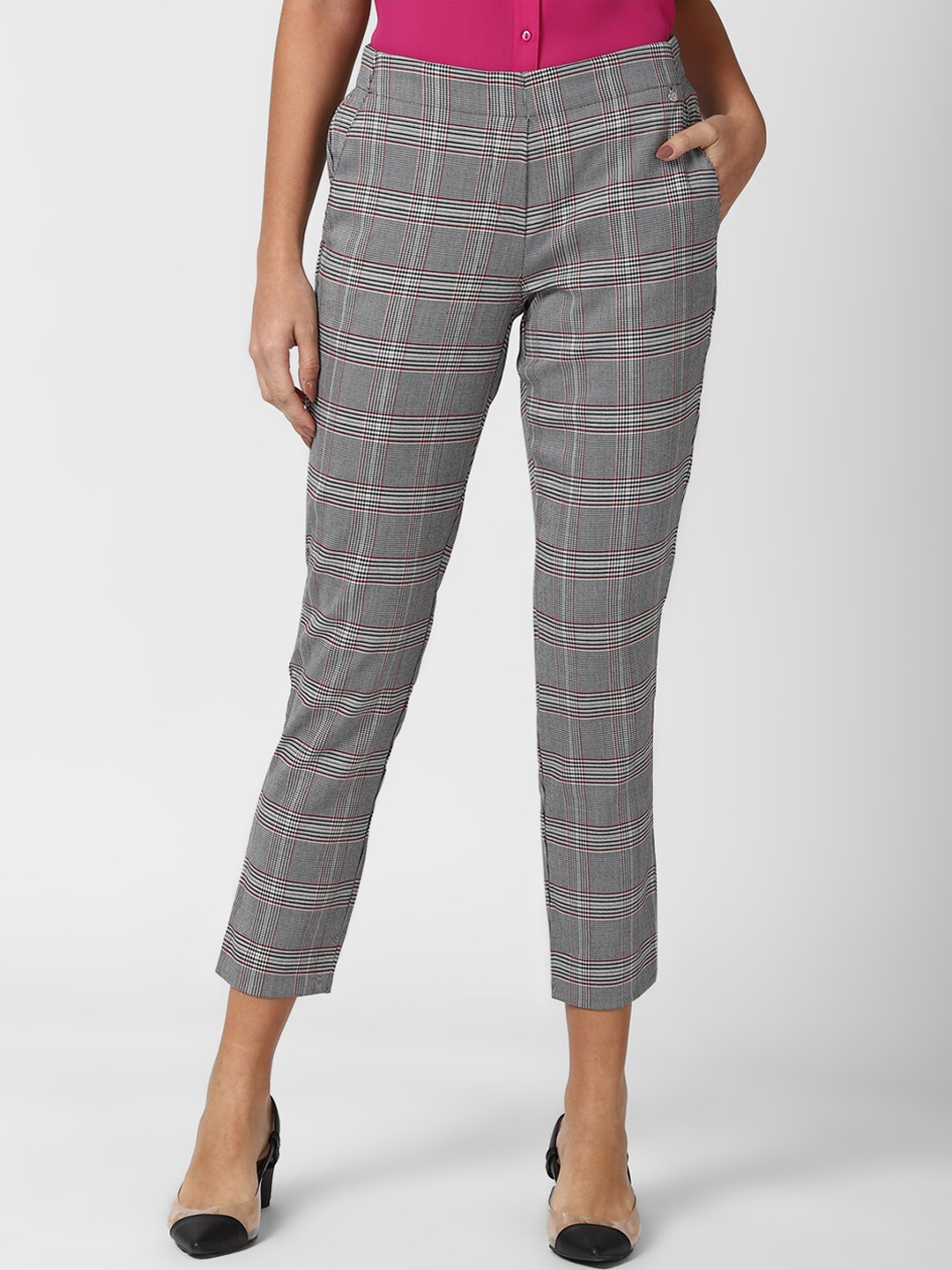 

Van Heusen Woman Grey Checked Trousers