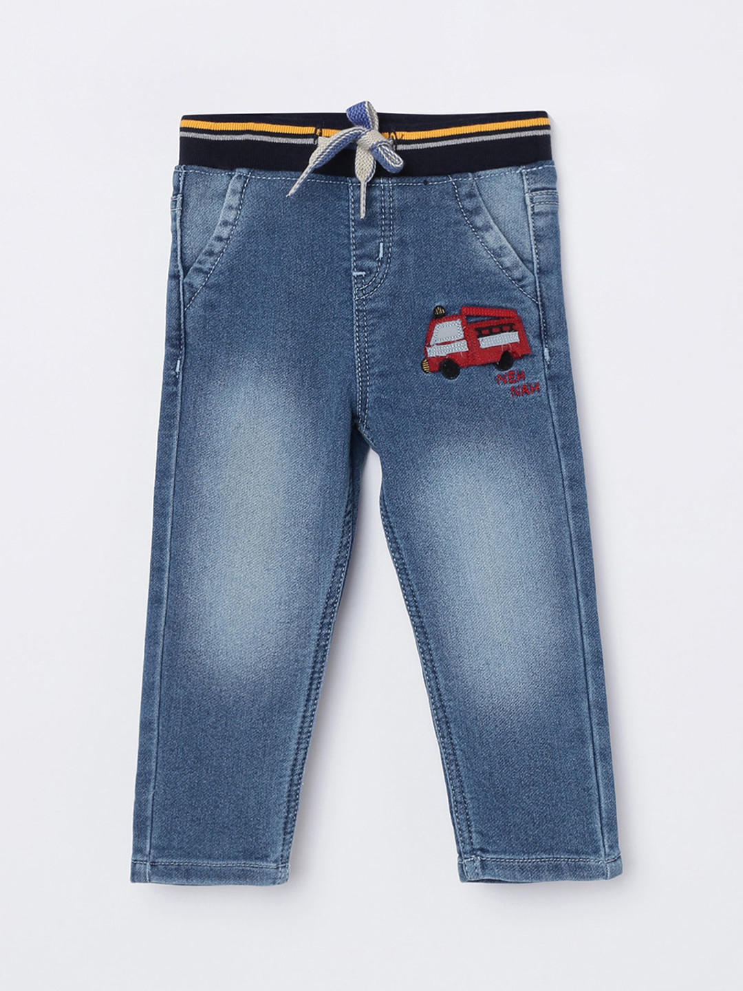 

Juniors Boys Blue Low Distress Heavy Fade Jeans