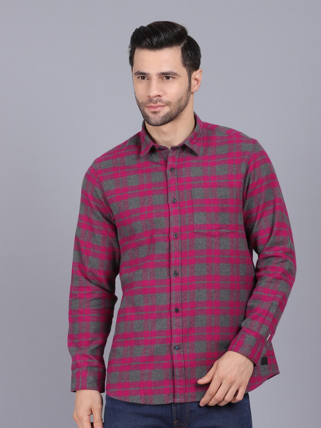 

CANOE Men Purple Original Slim Fit Checked Cotton Casual Shirt