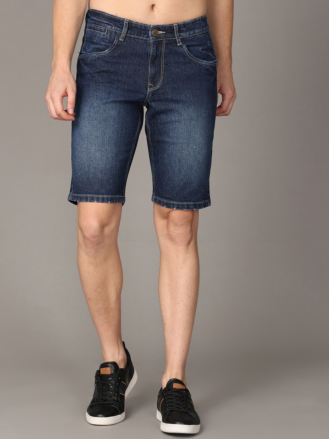 

Jean Cafe Men Blue Washed Slim Fit Denim Shorts