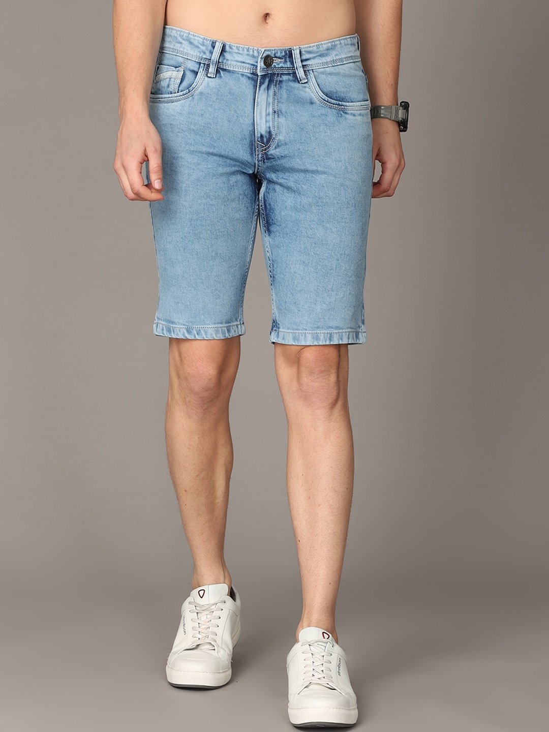 

Jean Cafe Men Blue Washed Slim Fit Denim Shorts