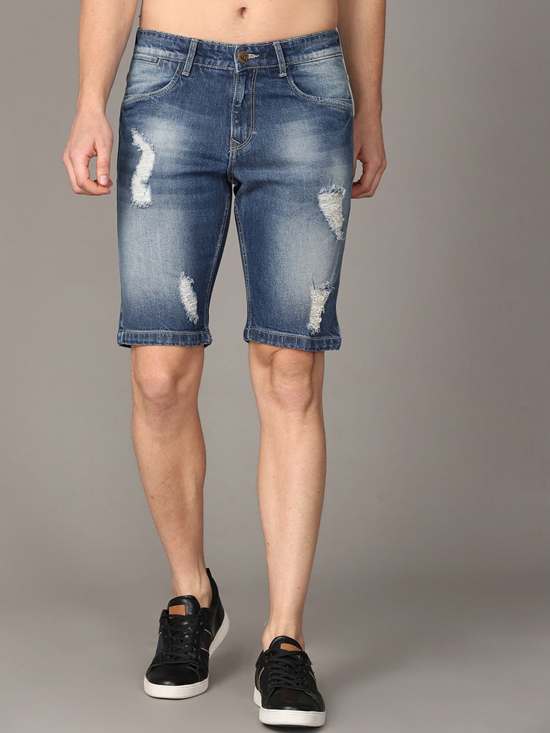 

Jean Cafe Men Blue Washed Slim Fit Denim Shorts