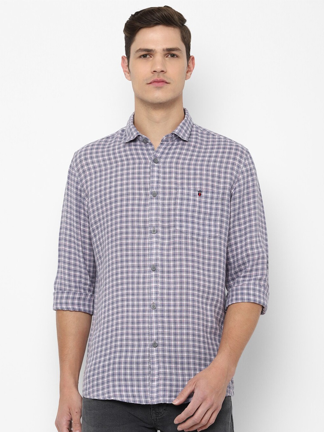 

Louis Philippe Jeans Men Grey Slim Fit Checked Casual Shirt
