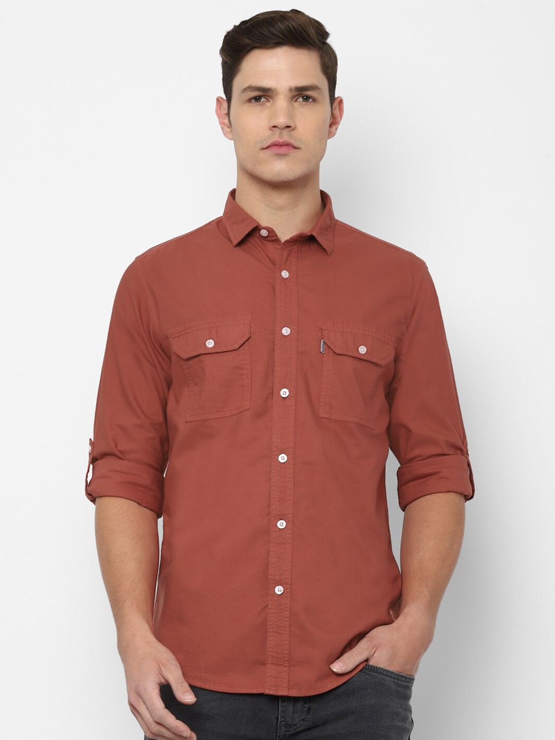 

Louis Philippe Jeans Men Red Slim Fit Casual Shirt