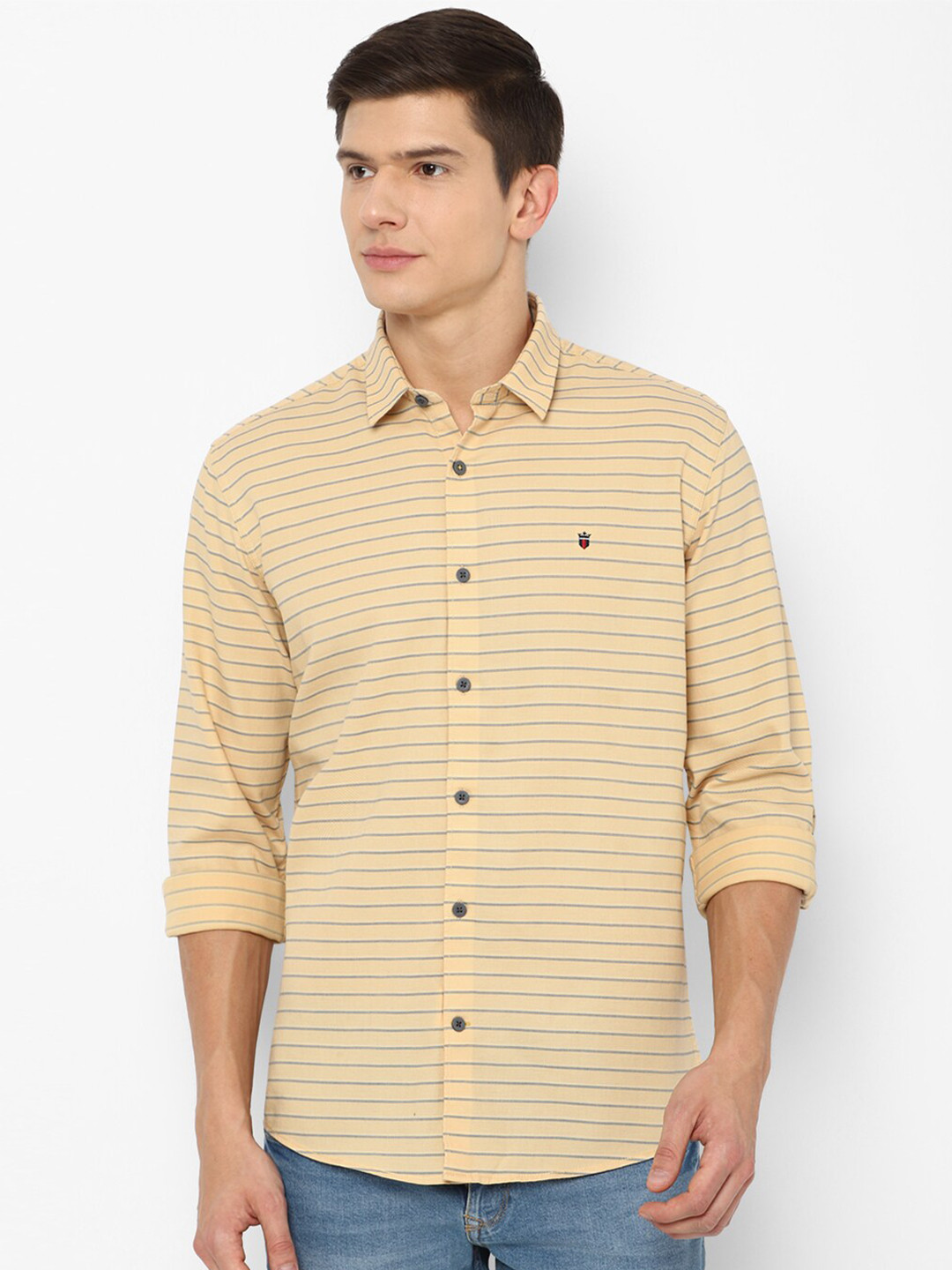 

Louis Philippe Sport Men Orange Slim Fit Horizontal Striped Casual Shirt