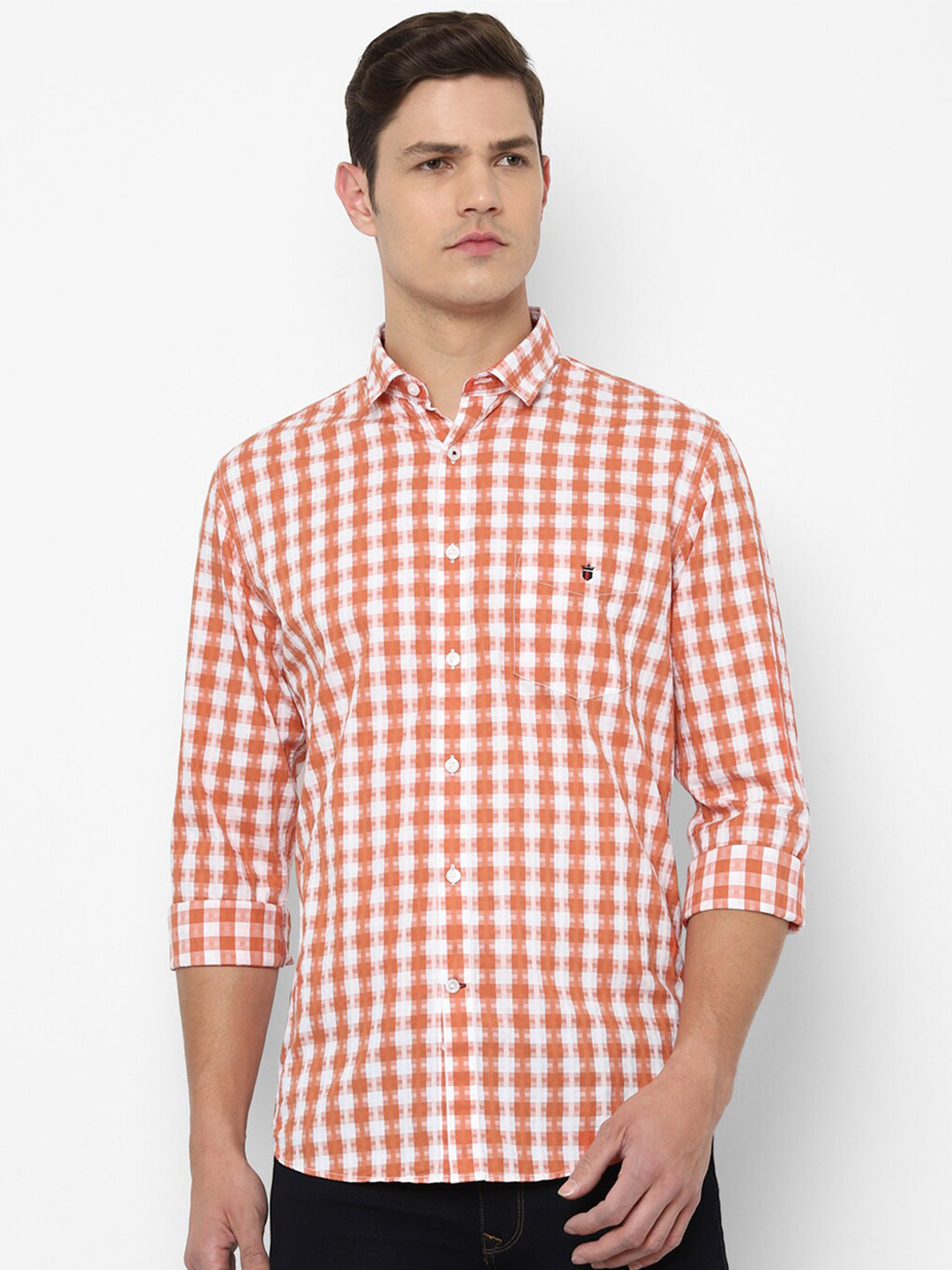 

Louis Philippe Sport Men Orange Slim Fit Gingham Checks Checked Pure Cotton Casual Shirt