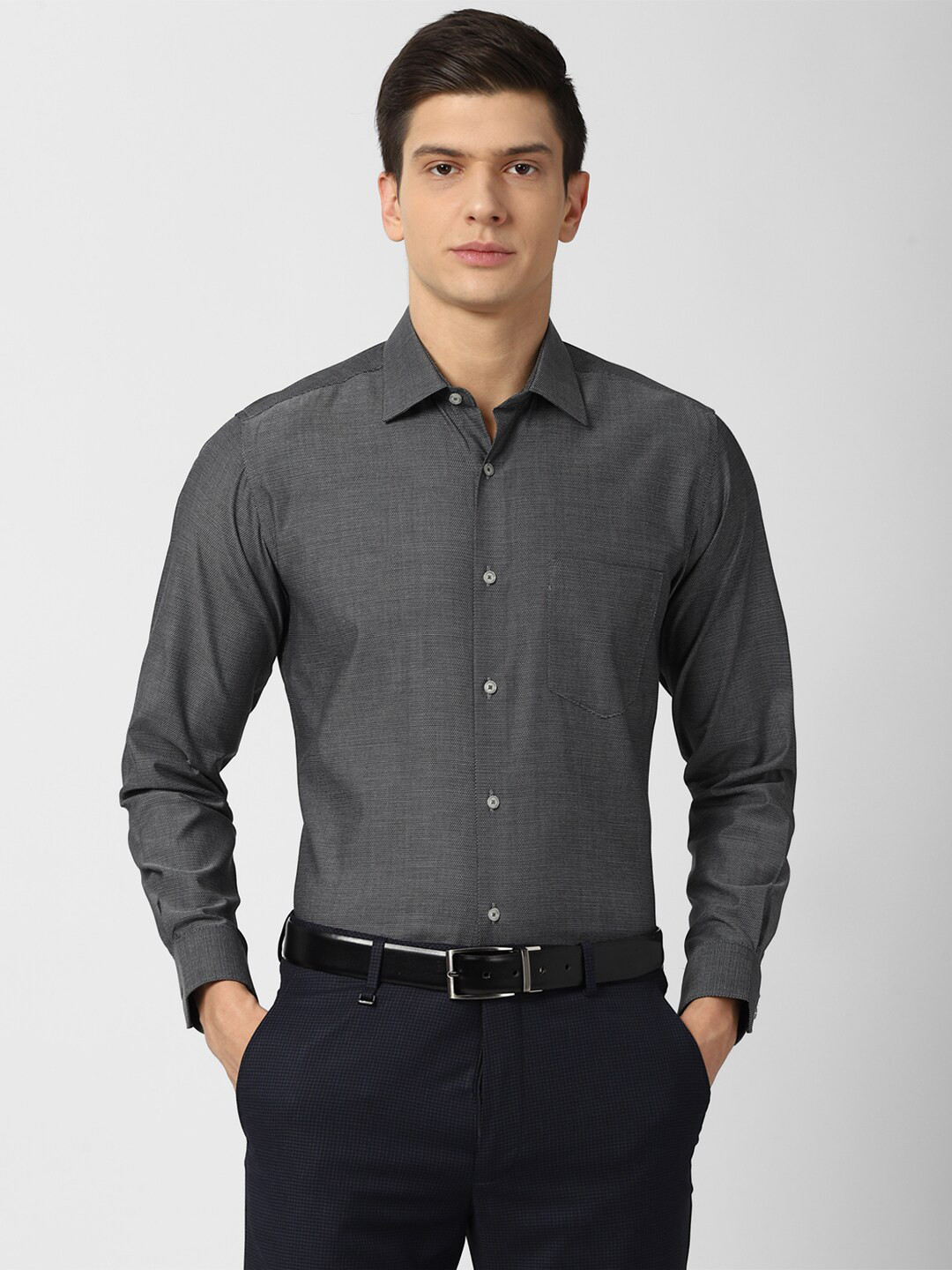 

Van Heusen Men Grey Pure Cotton Formal Shirt