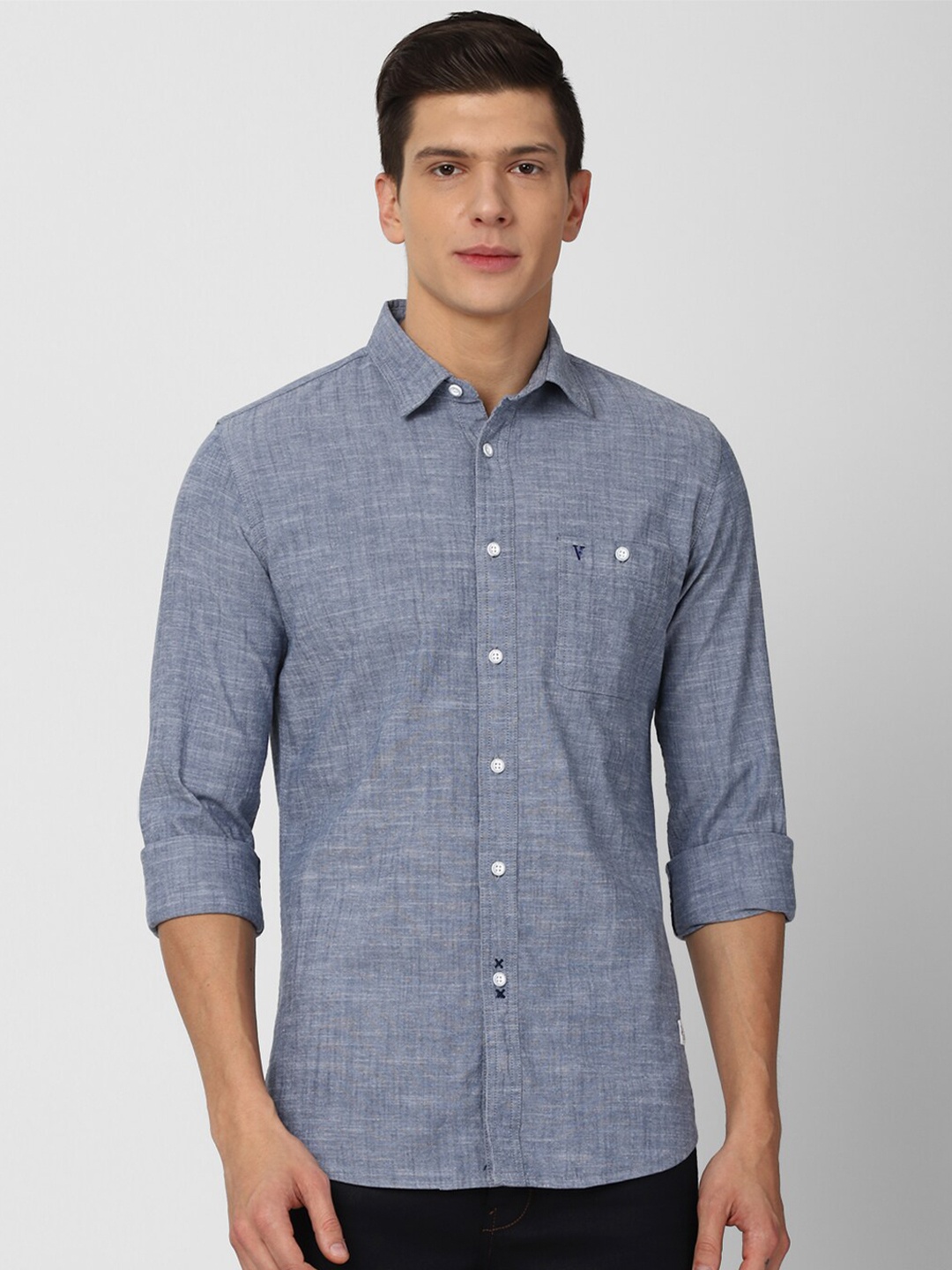 

VAN HEUSEN DENIM LABS Men Blue Slim Fit Casual Shirt