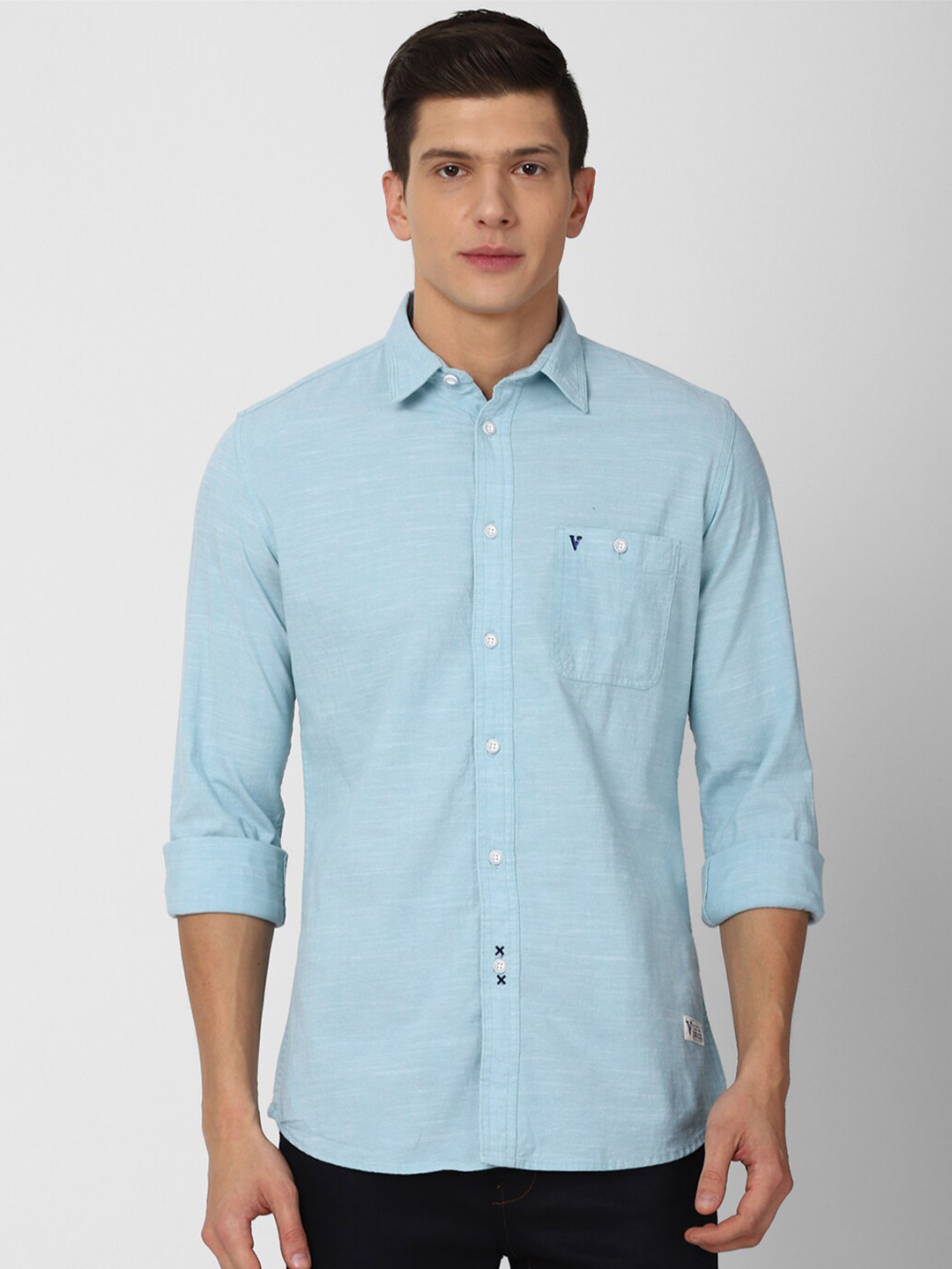 

VAN HEUSEN DENIM LABS Men Blue Slim Fit Casual Shirt