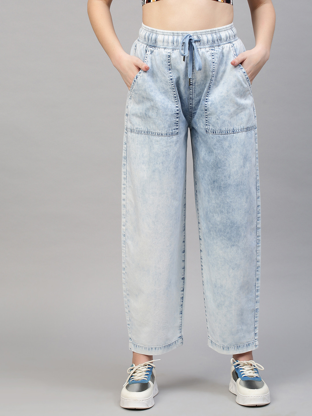 

TARAMA Women Blue Relaxed Fit High-Rise Heavy Fade Jeans