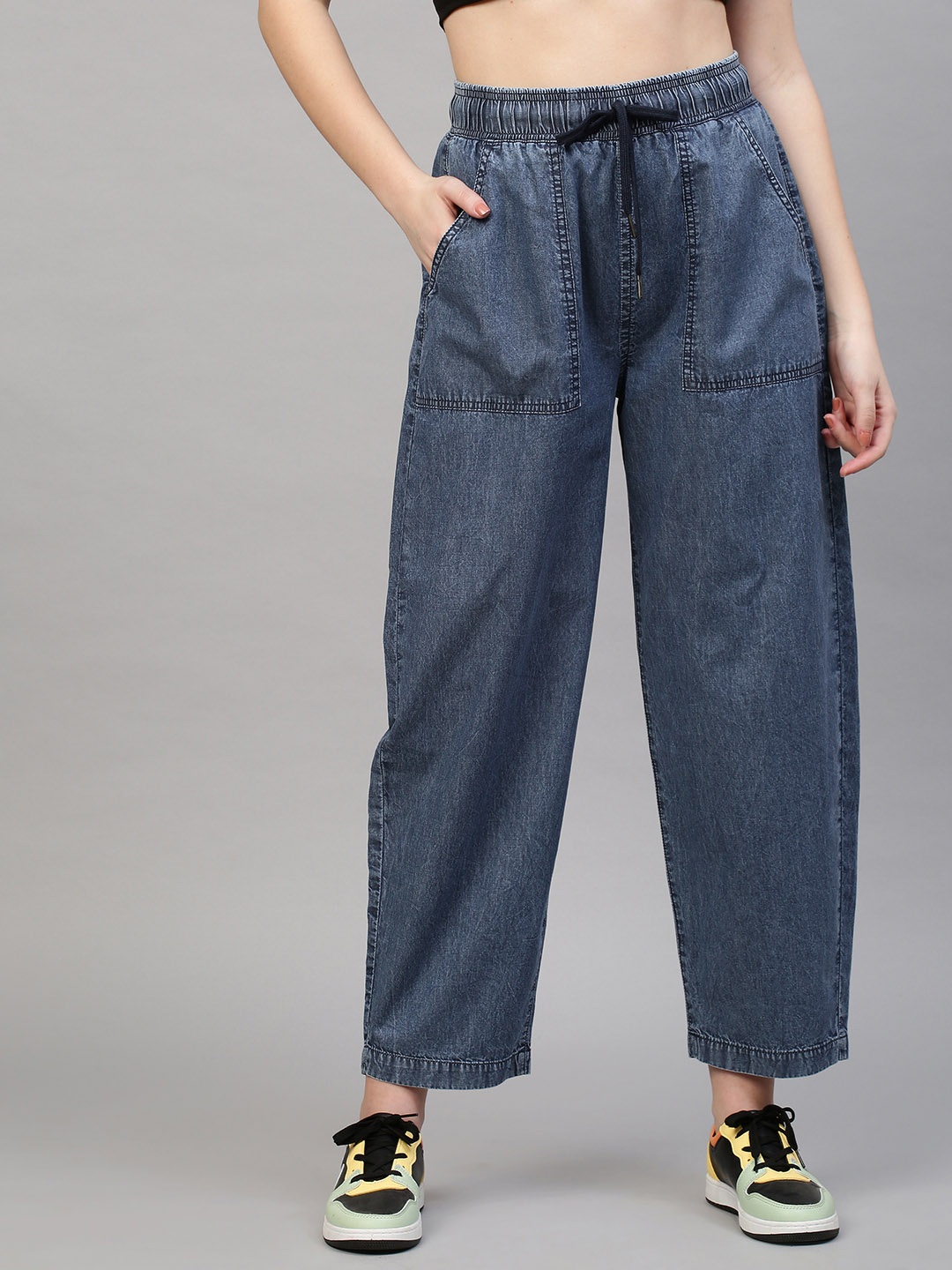 

TARAMA Women Blue Relaxed Fit High-Rise Light Fade Jeans