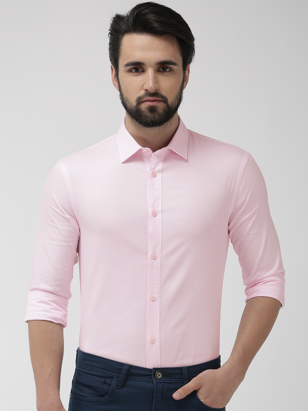 

Celio Men Pink Slim Fit Self-design Smart Casual Shirt