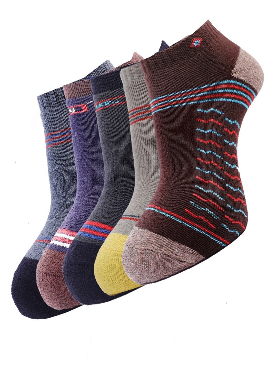 Dollar Socks Men Pack Of 5 Assorted Cotton Ankle-Length Socks