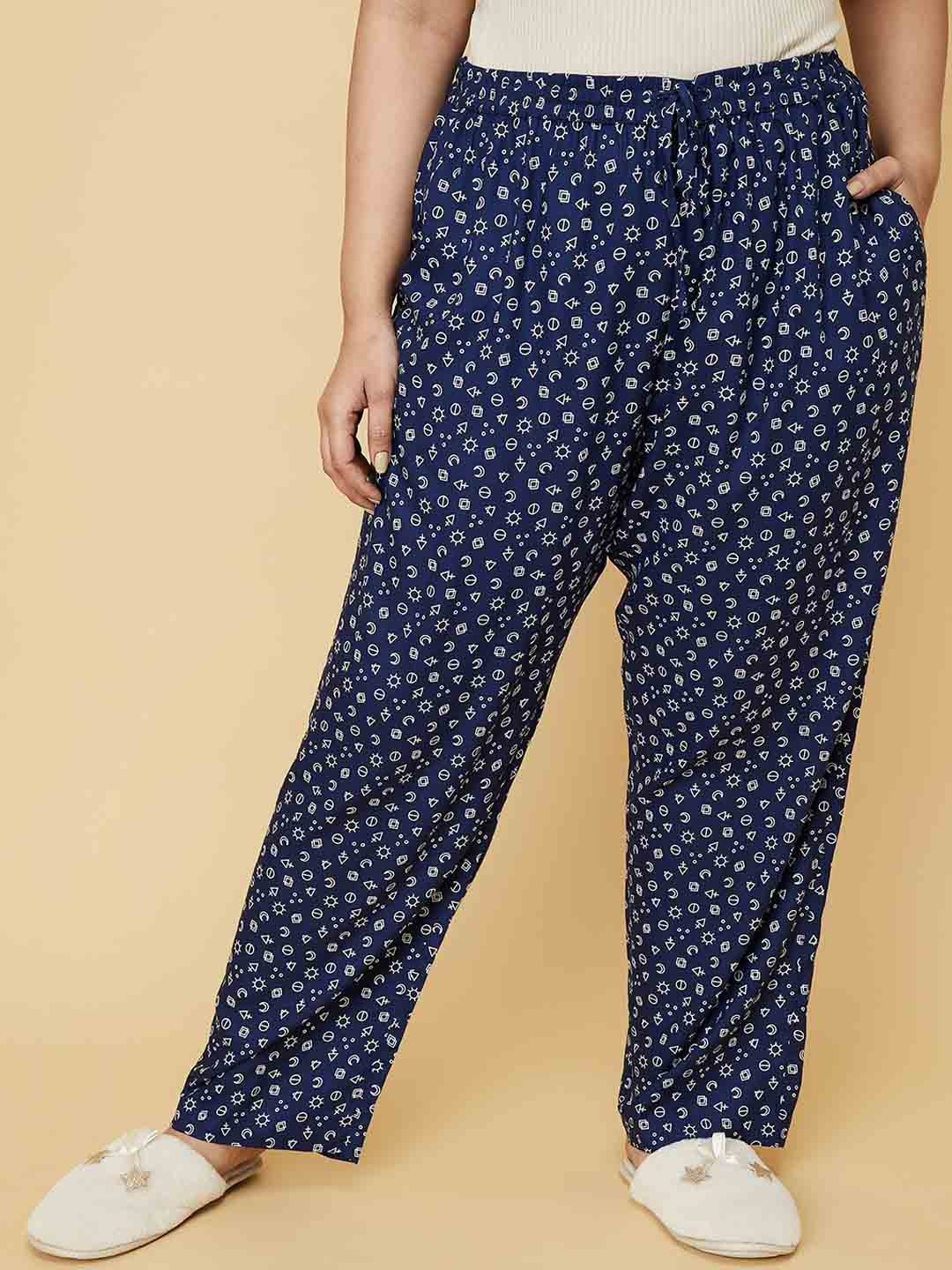 

max Women Plus Size Navy Blue Printed Lounge Pant