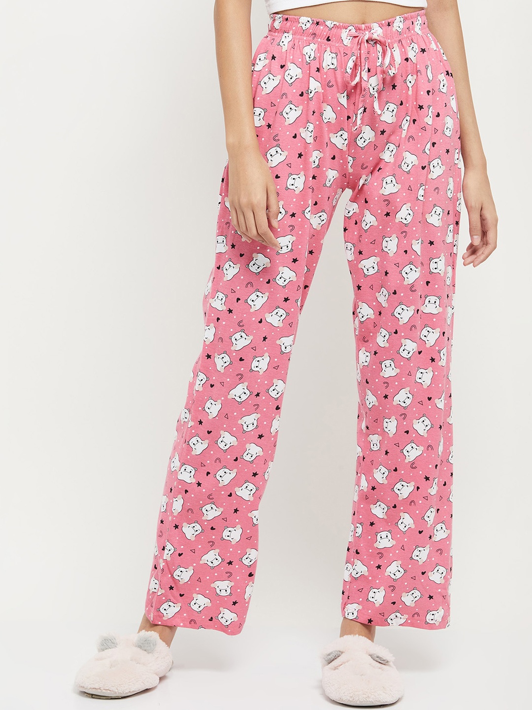 

max Women Pink Printed Pure Cotton Track Pants