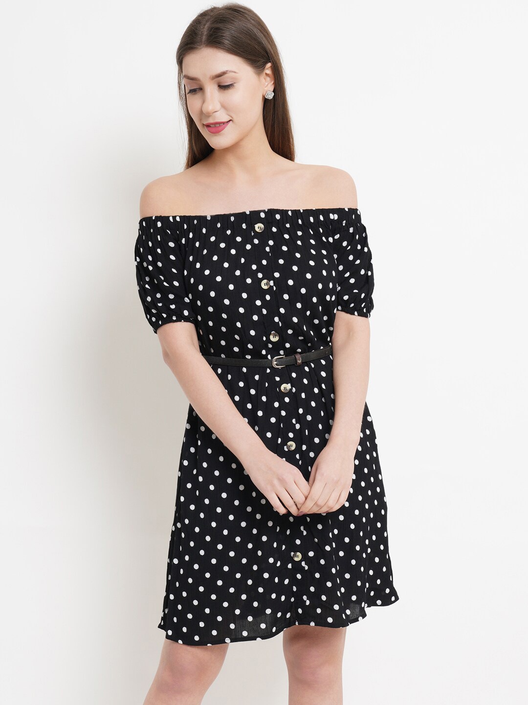 

WESTCLO Women Black Off-Shoulder Dress