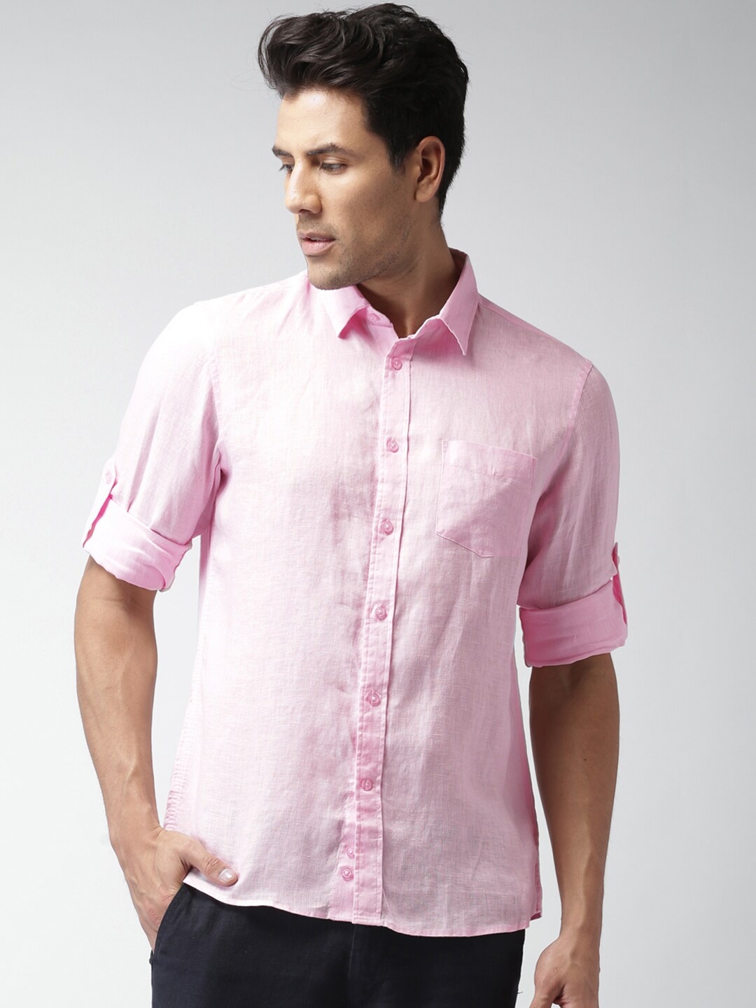 

Celio Men Pink Solid Pure Linen Regular Fit Casual Sustainable Shirt