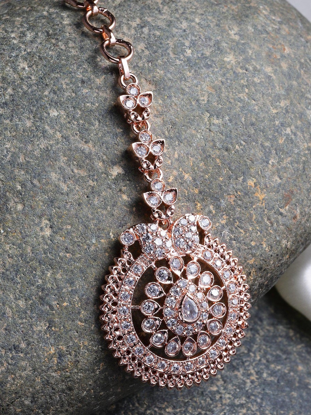 

KARATCART Rose Gold-Plated AD-Studded Maang tikka