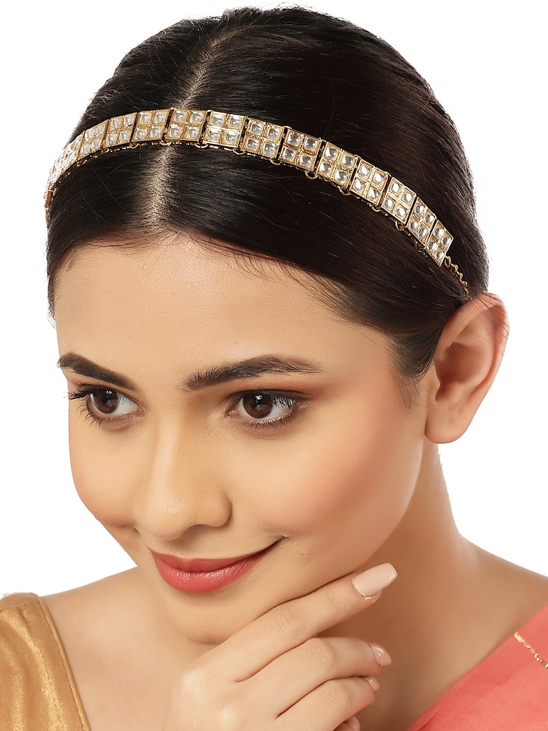 

KARATCART Women White & Gold-Plated Embellished Hairband