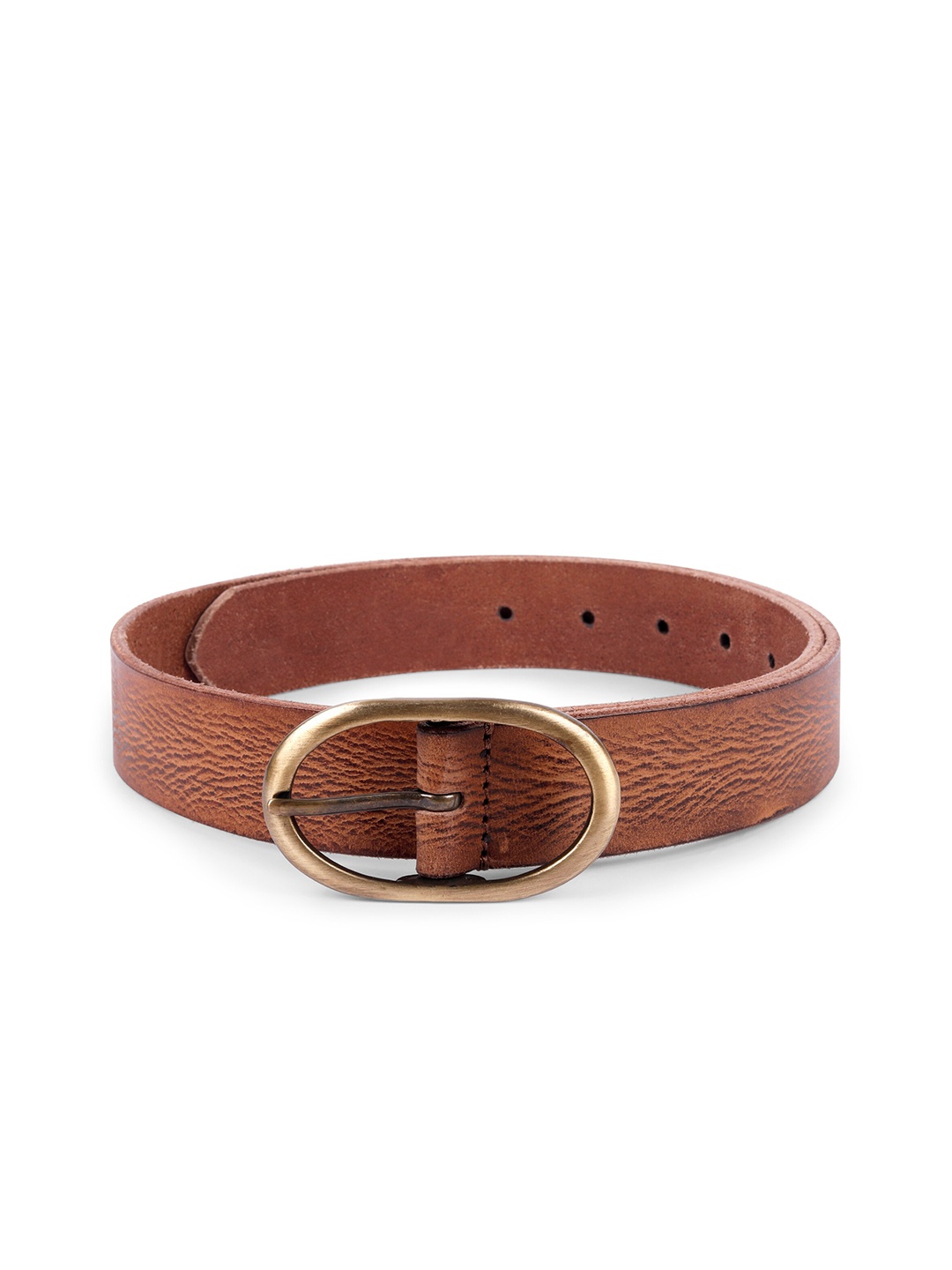 

Belwaba Men Tan Textured Leather Formal Belt