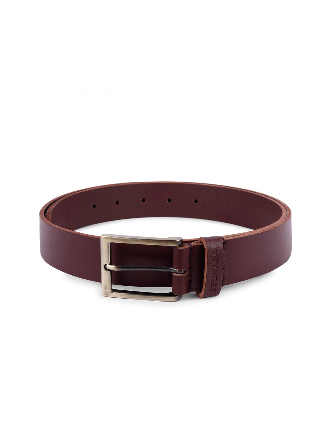 

Belwaba Men Burgundy Leather Formal Belt