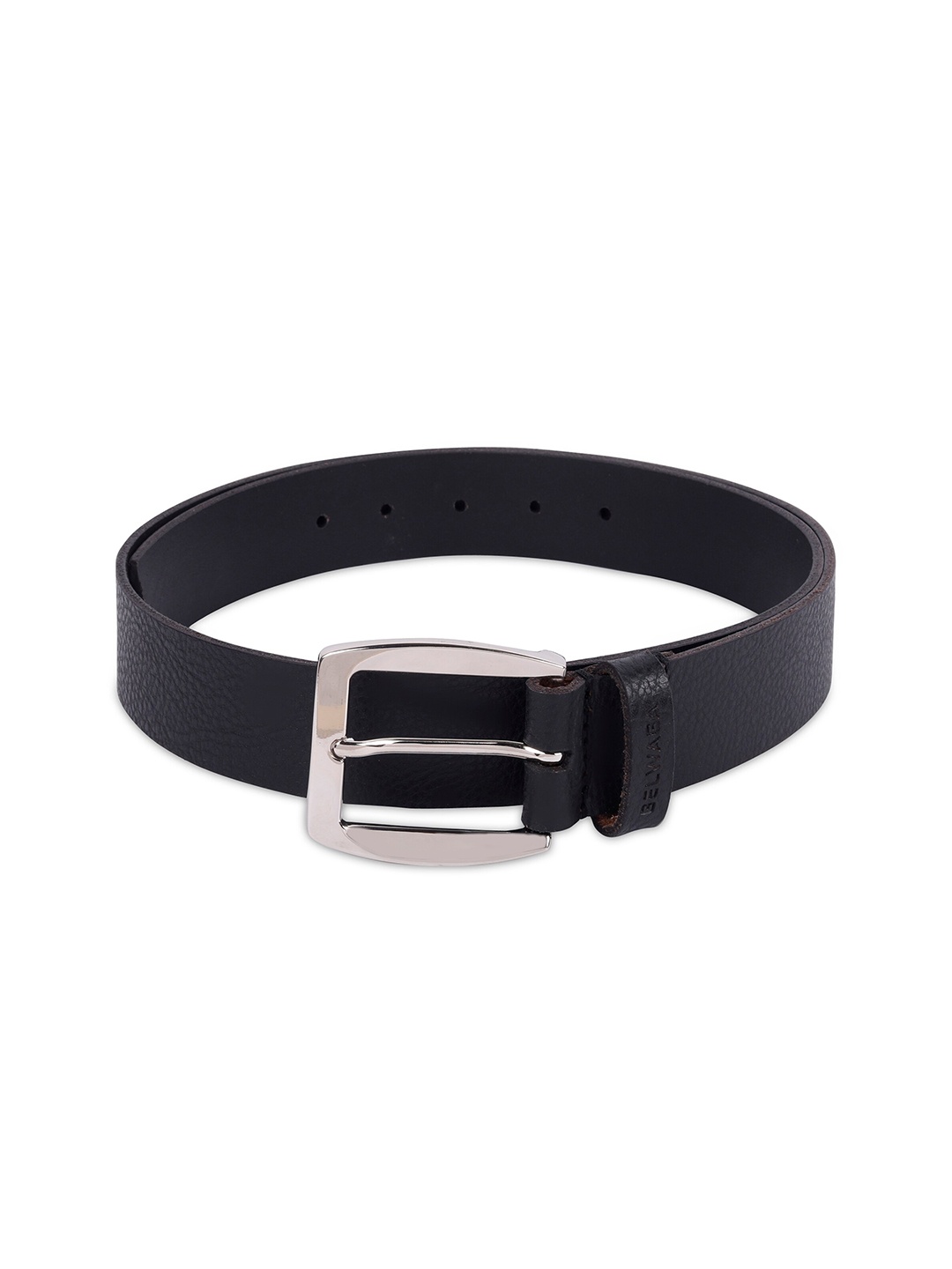 

Belwaba Men Black Textured Leather Formal Belt