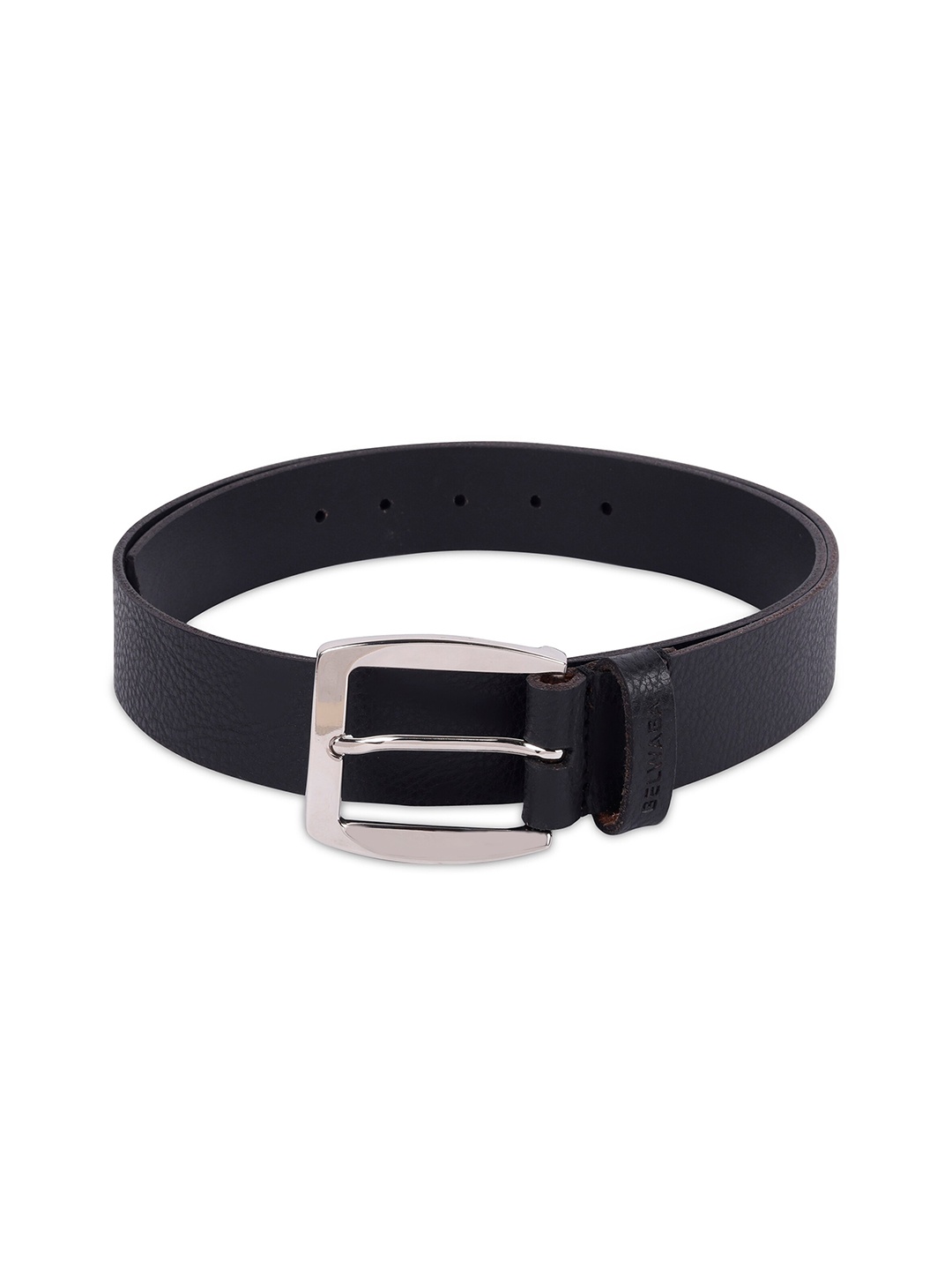 

Belwaba Men Black Textured Leather Formal Belt