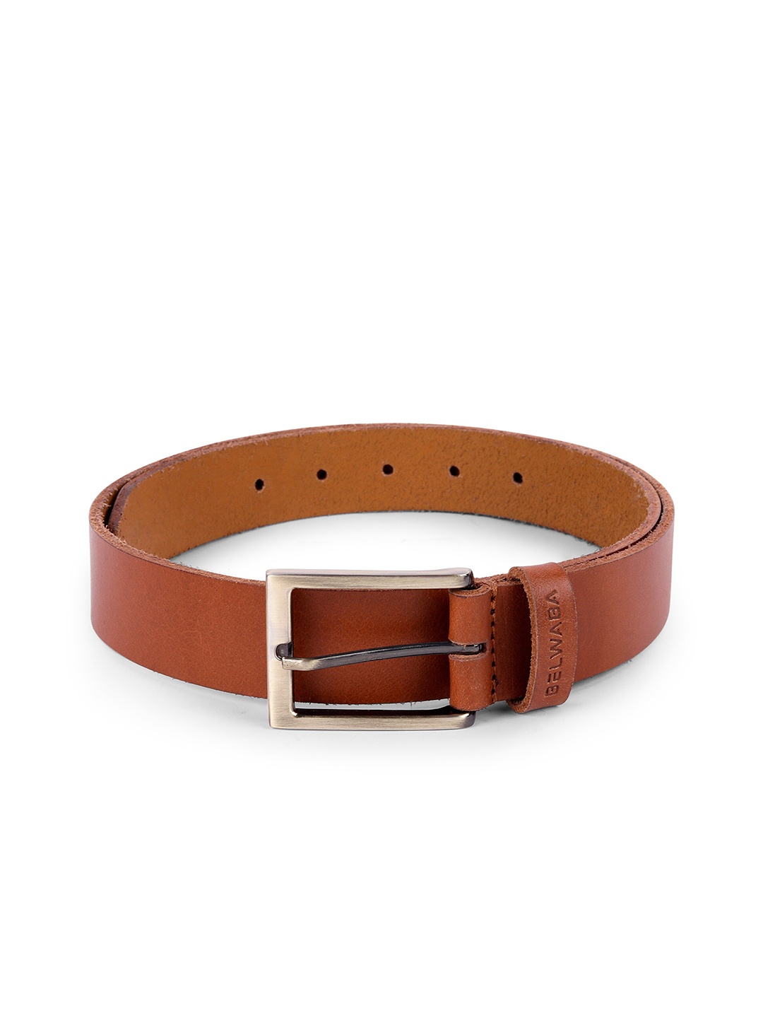 

Belwaba Men Tan Textured Leather Formal Belt