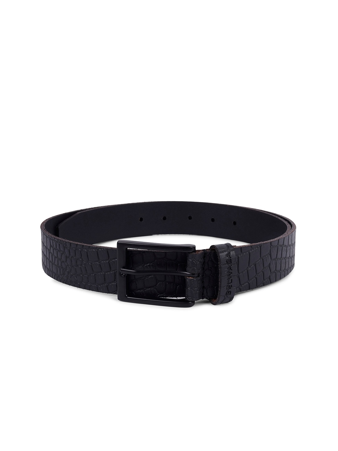 

Belwaba Men Black Textured Leather Formal Belt