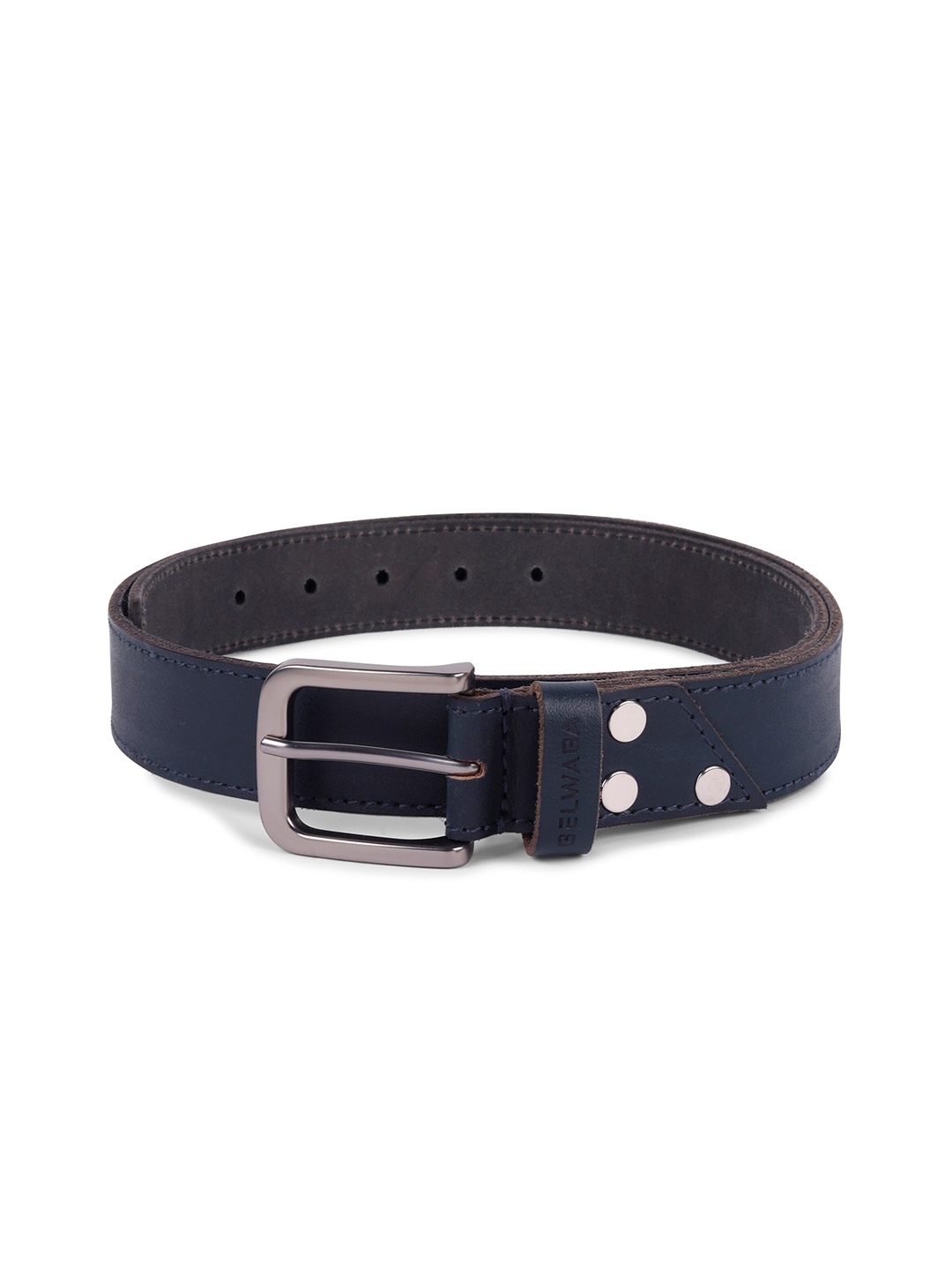 

Belwaba Men Navy Blue Textured Leather Belt