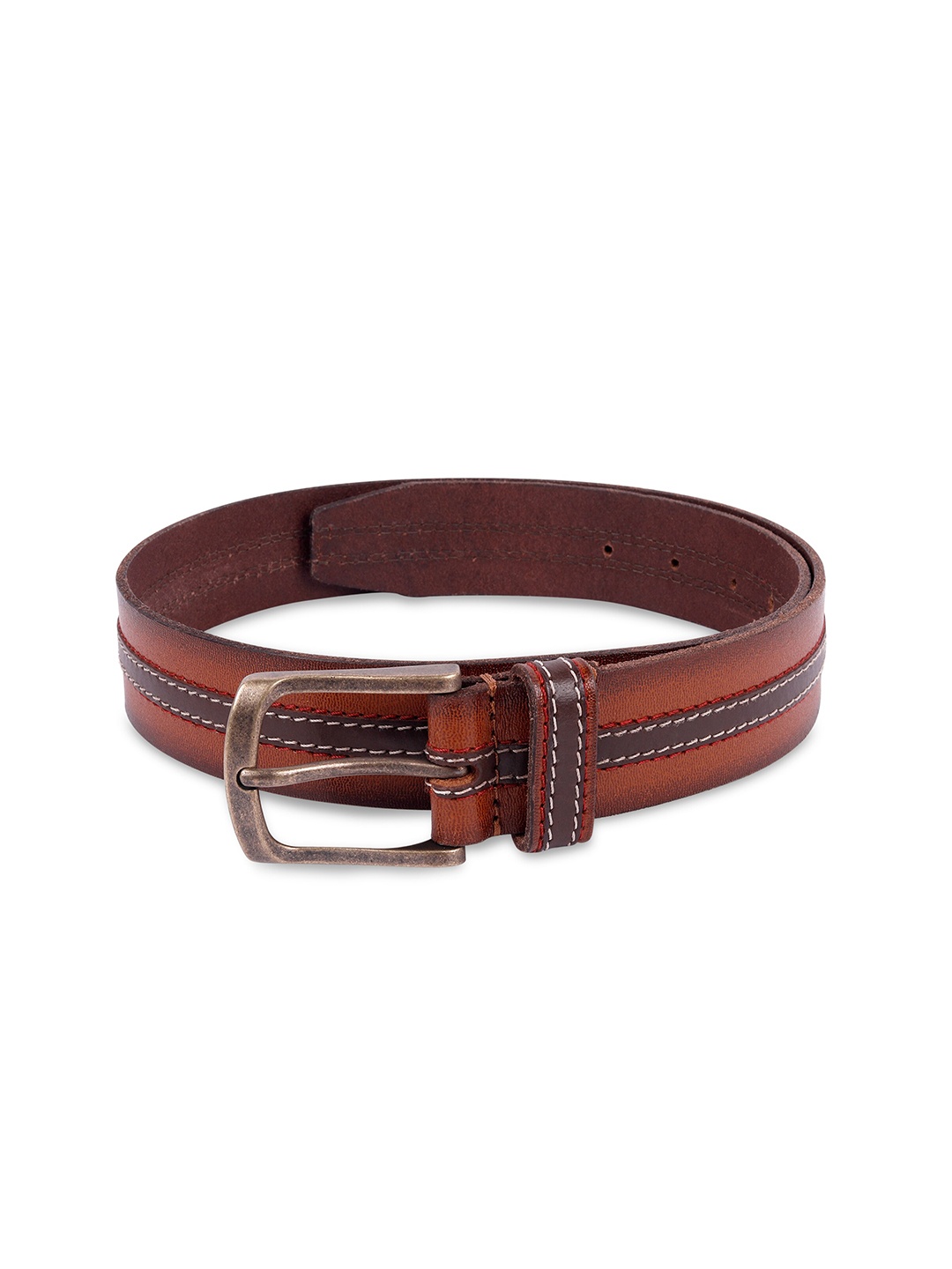 

Belwaba Men Tan Striped Belt