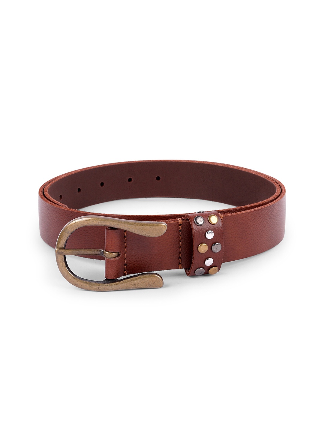 

Belwaba Men Brown Textured Leather Belt