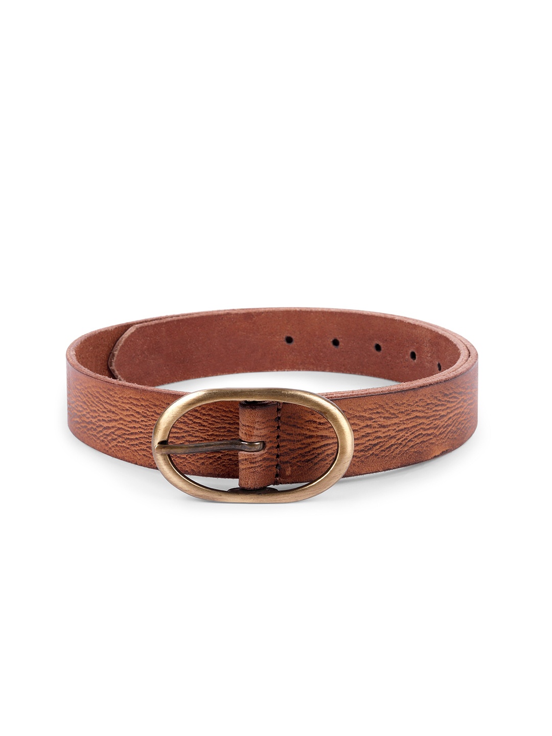 

Belwaba Men Tan Brown Textured Leather Belt