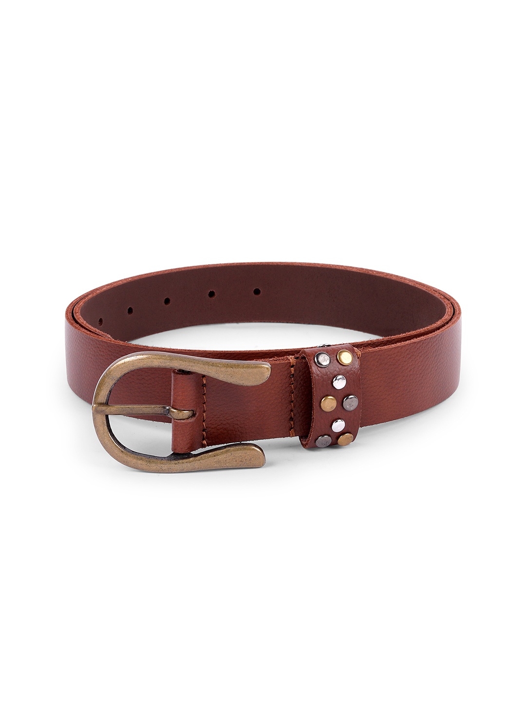 

Belwaba Men Brown Textured Leather Belt