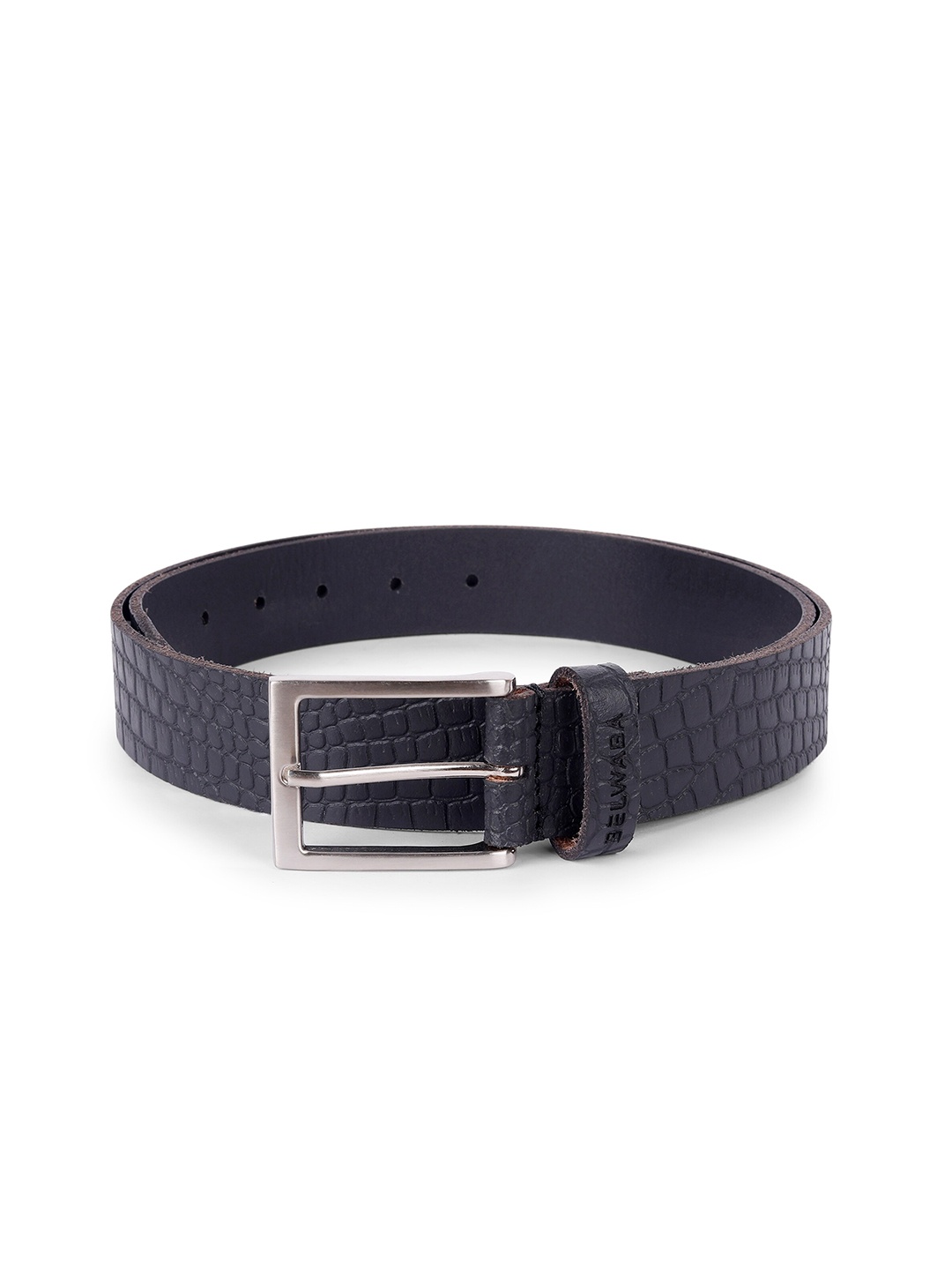 

Belwaba Men Black Textured Leather Formal Belt