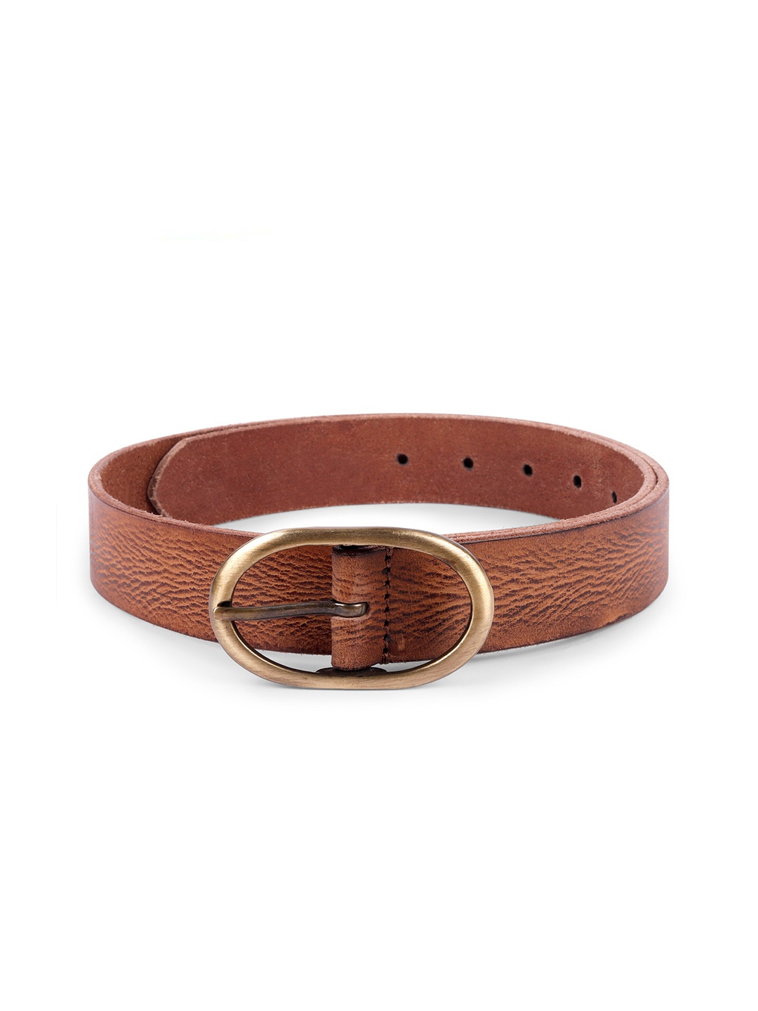 

Belwaba Men Tan Textured Leather Belt