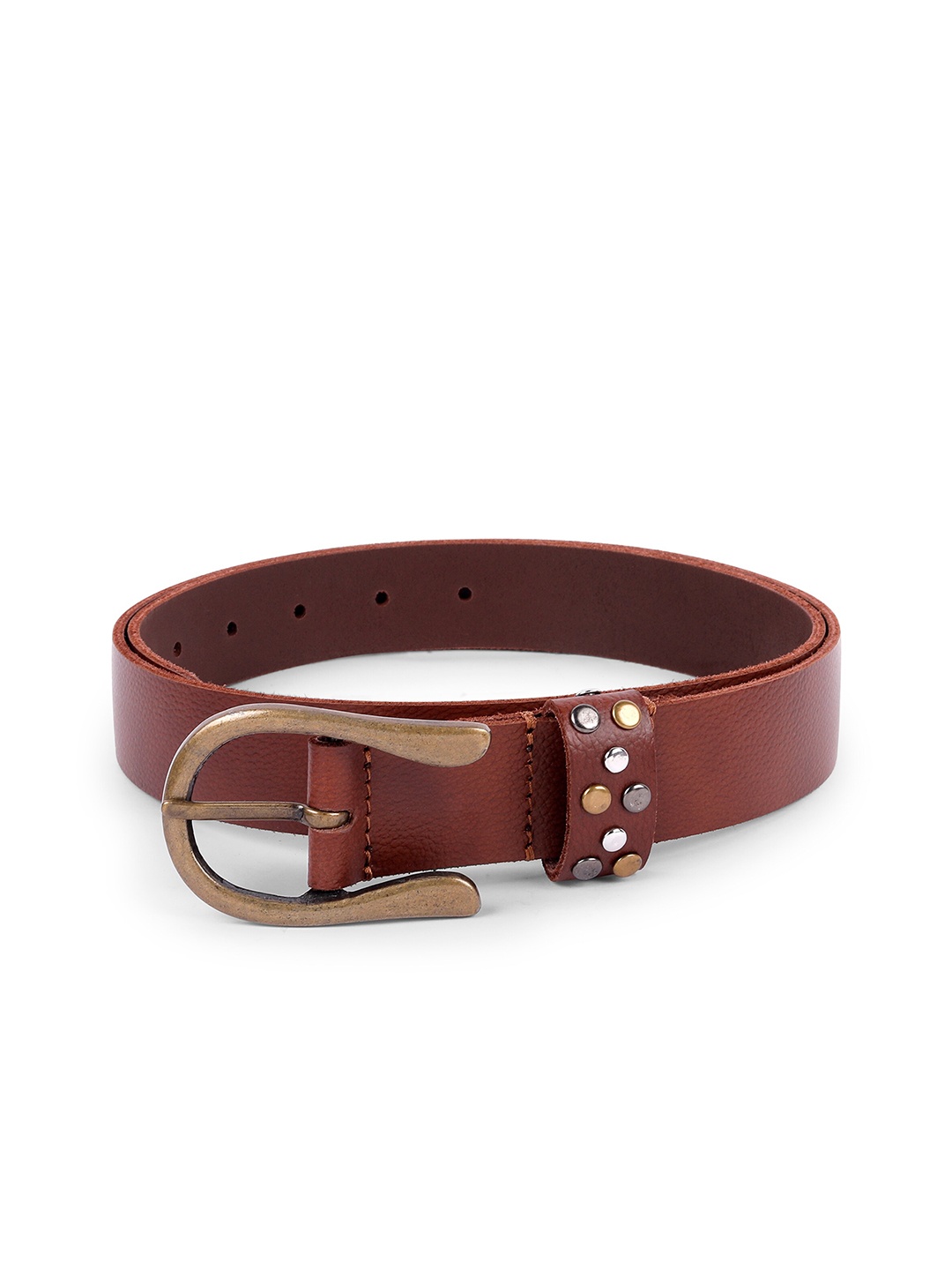 

Belwaba Men Brown Textured Leather Belt