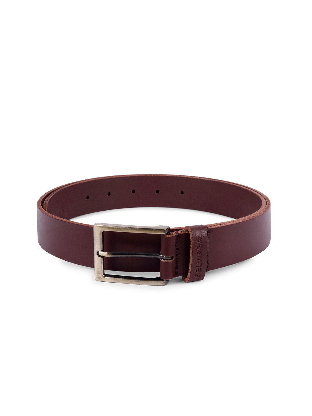 

Belwaba Men Burgundy Leather Formal Belt