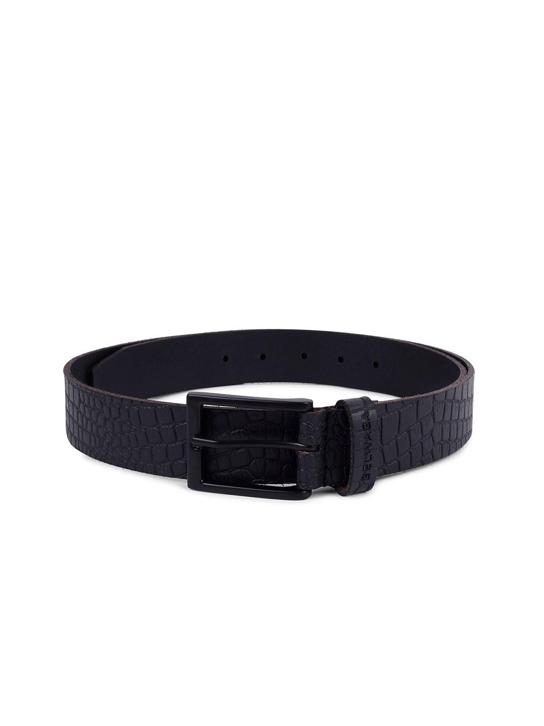 

Belwaba Men Black Textured Leather Formal Belt