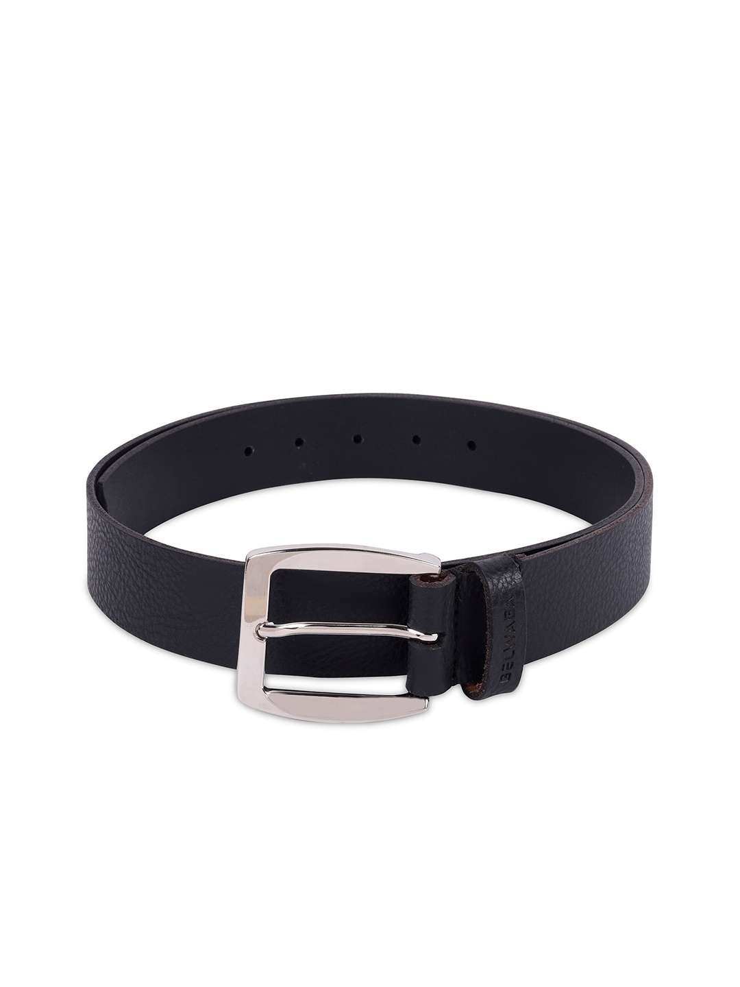 

Belwaba Men Black Textured Leather Formal Belt