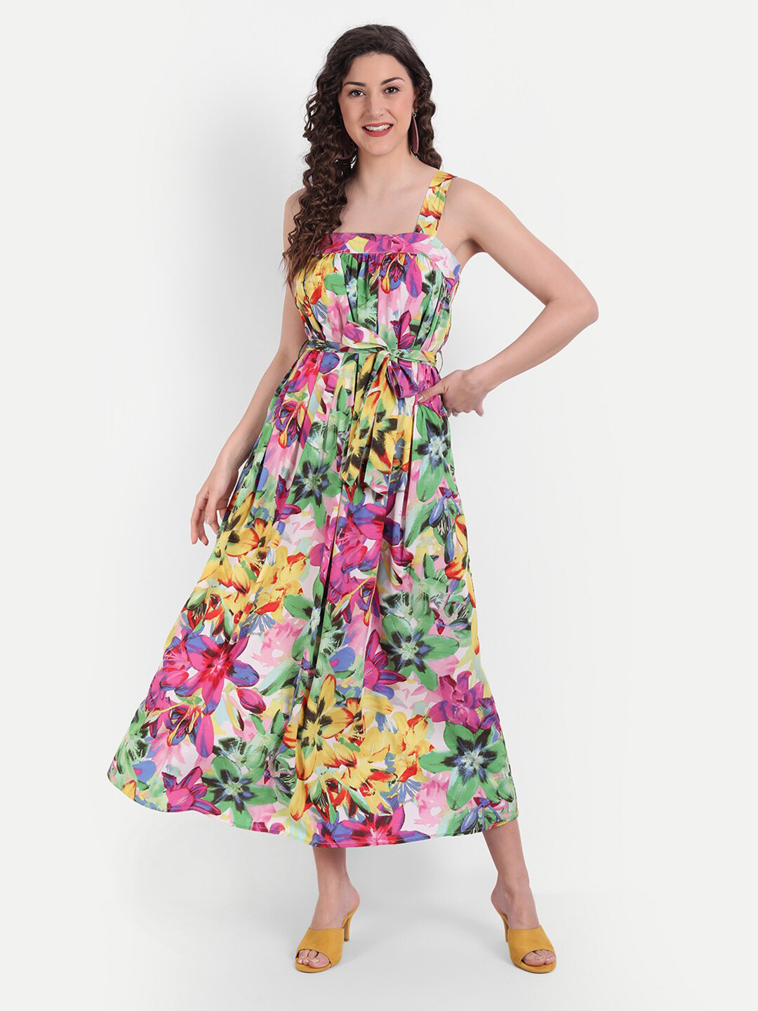 

MINGLAY Multicoloured Floral Maxi Dress, Multi