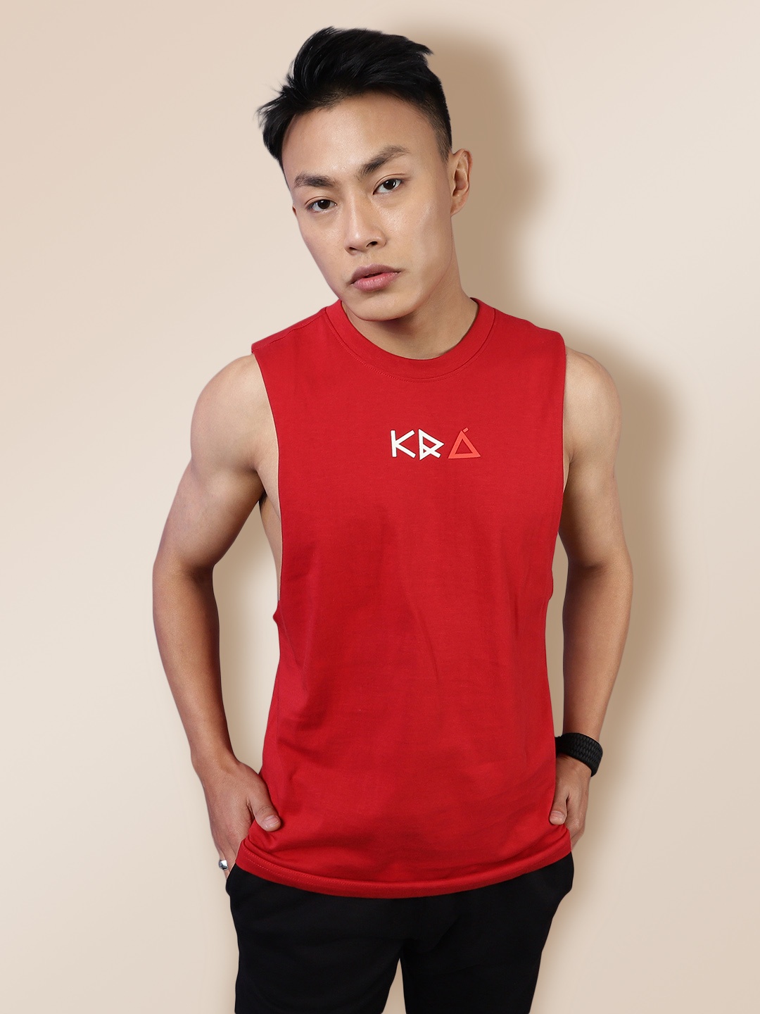 

KRA Men Red Typography Printed Slim Fit Cotton T-shirt