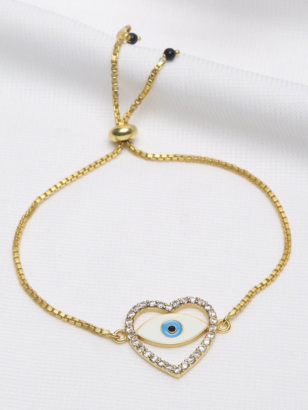 

EK BY EKTA KAPOOR Women 22K Gold-Plated & Blue Heart Evil Eye Charm Bracelet