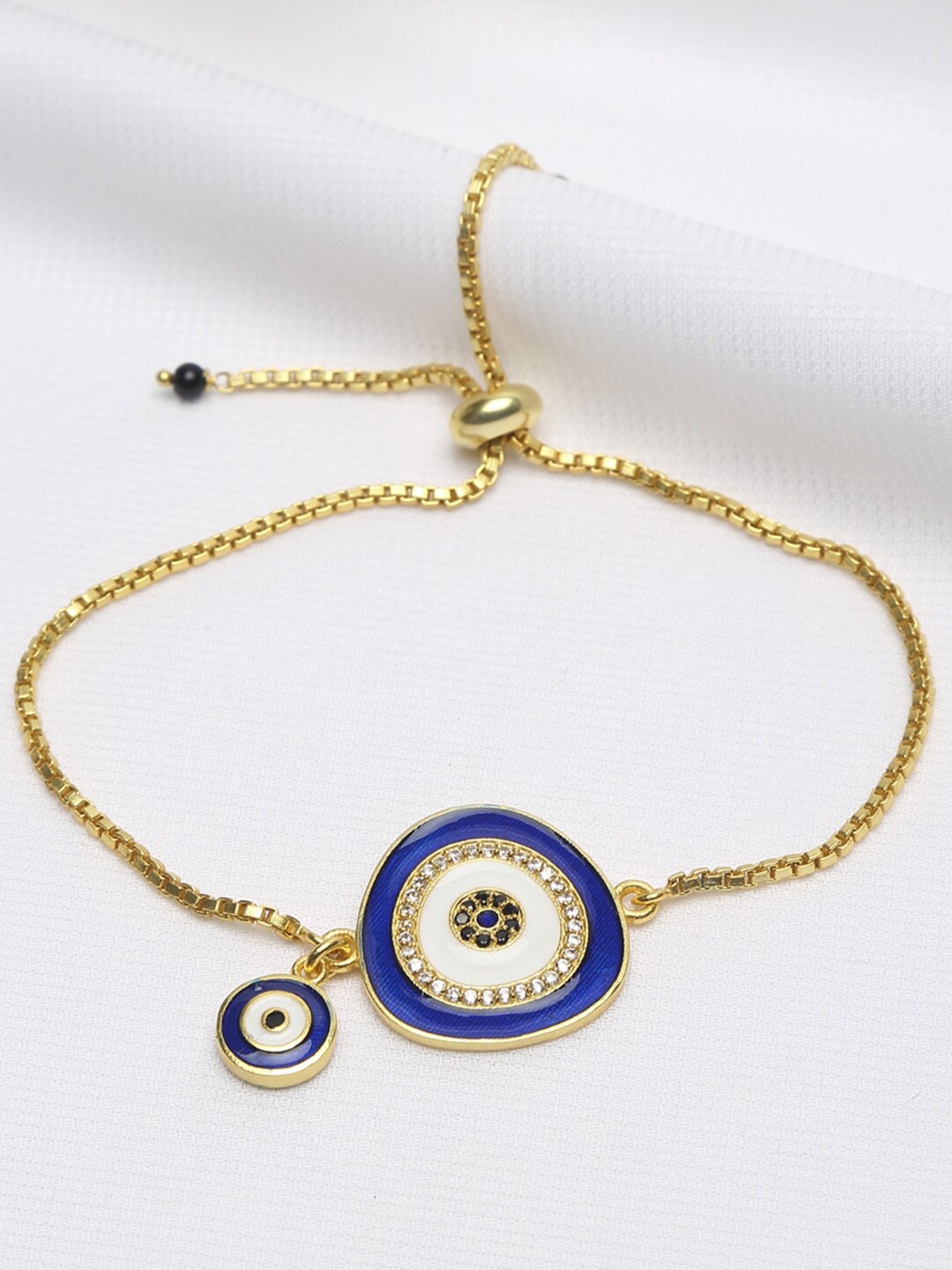 

EK BY EKTA KAPOOR Women 22K Gold Plated Dual Evil Charm Bracelet, Blue